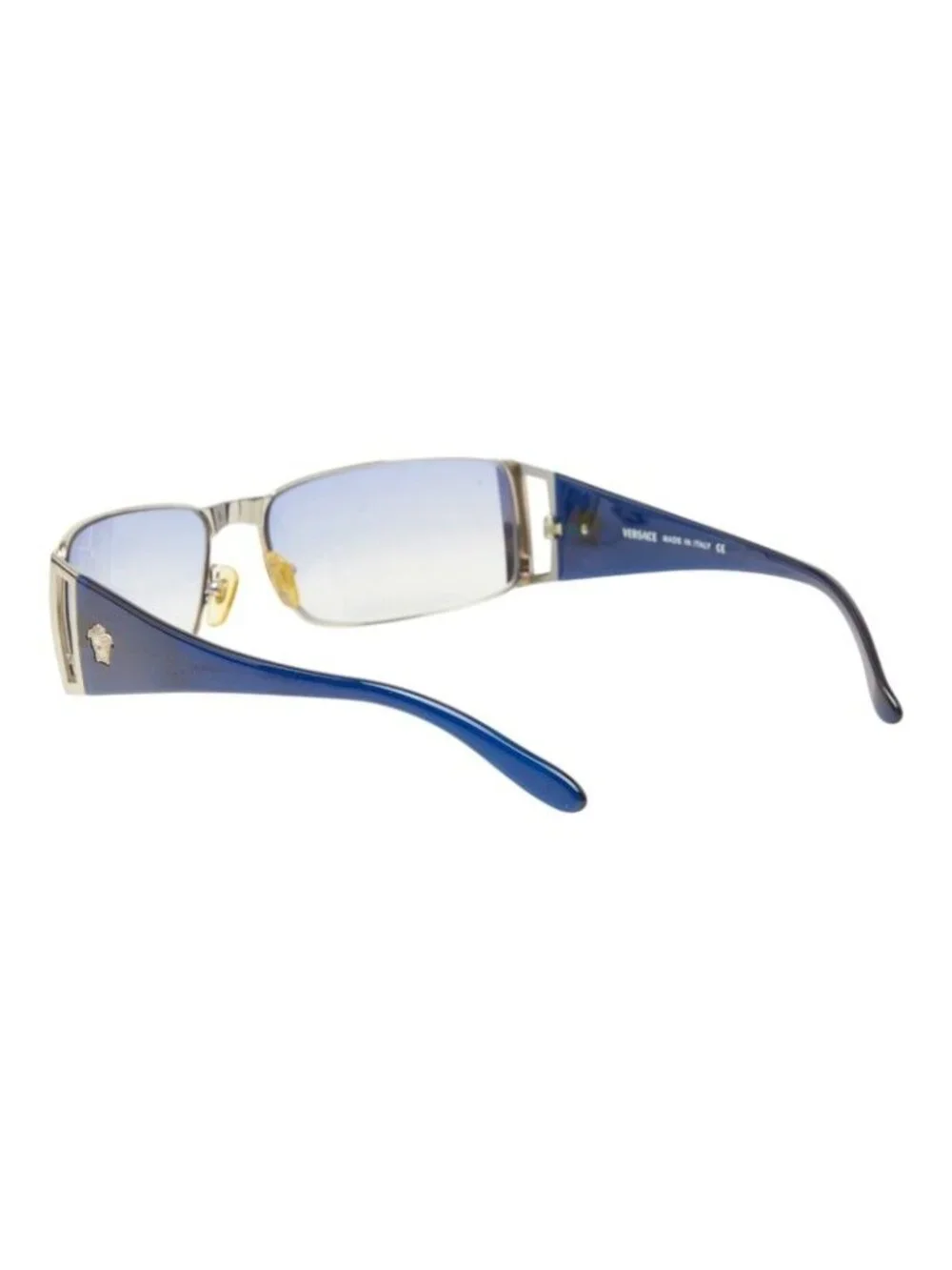 Versace Medusa Sunglasses Blue Silver Acetate Metal Eyewear